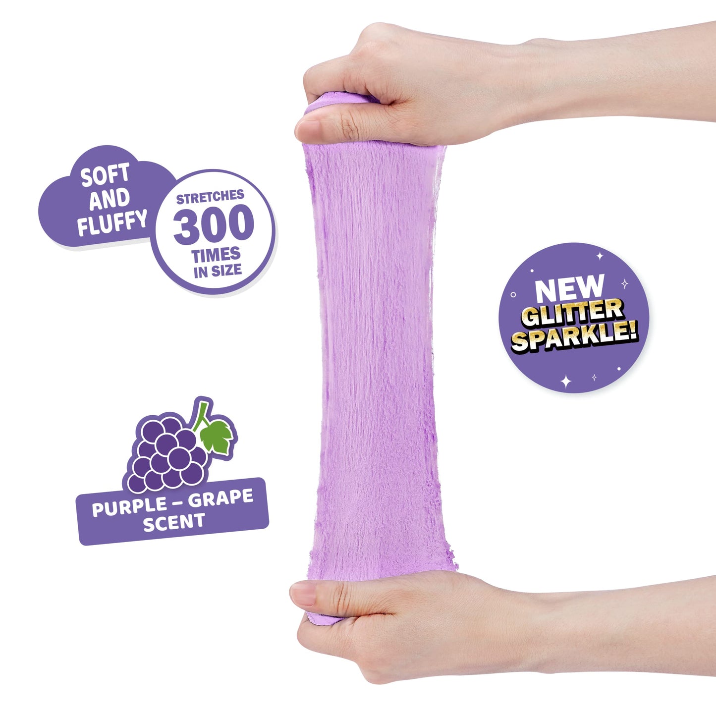 ZURU Oosh Cotton Candy Slime 100g (Grape) - Fluffy Stretch Slime that Grows 3000% in Size, Perfect for Kids and Girls, Purple Color