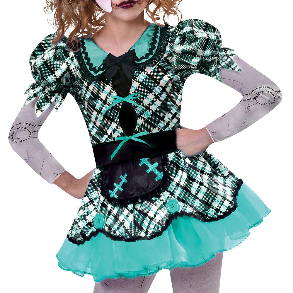 Multicolor Dark Doll Set (Xl 14-16) - Includes Dress, Headband, Mask, & Tights - Perfect For Themed Parties & Halloween Celebrations