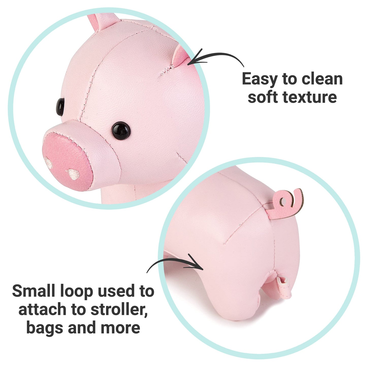 Little Big Friends Rattle Toy | Plush Stuffed Animal | Leon The Pig | Small, Easy to Clean | Model BL303075
