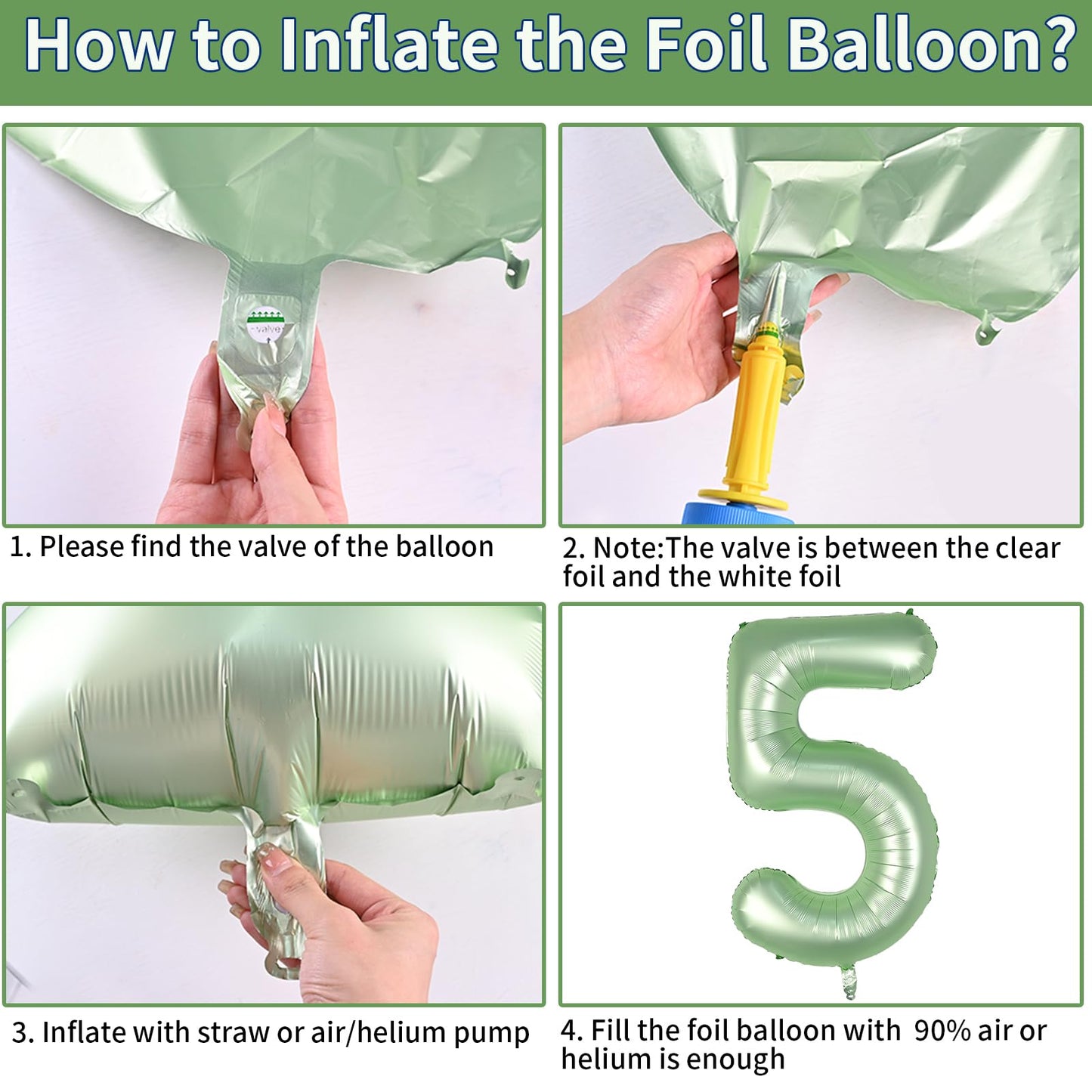 Biapian 40 Inch Sage Green Number 50 Balloons, Large Foil Number 5 & 0 Balloons With 18'' Olive Green Heart Balloon For 50Th Yea