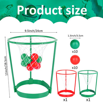 2 Pack Head Hoop Basketball Party Game For Kids And Adults Carnival Game Adjustable Basket Net Headband With 20 Balls For Carnival Party Birthday Party Family Indoor Outdoor Game (Red + Green)
