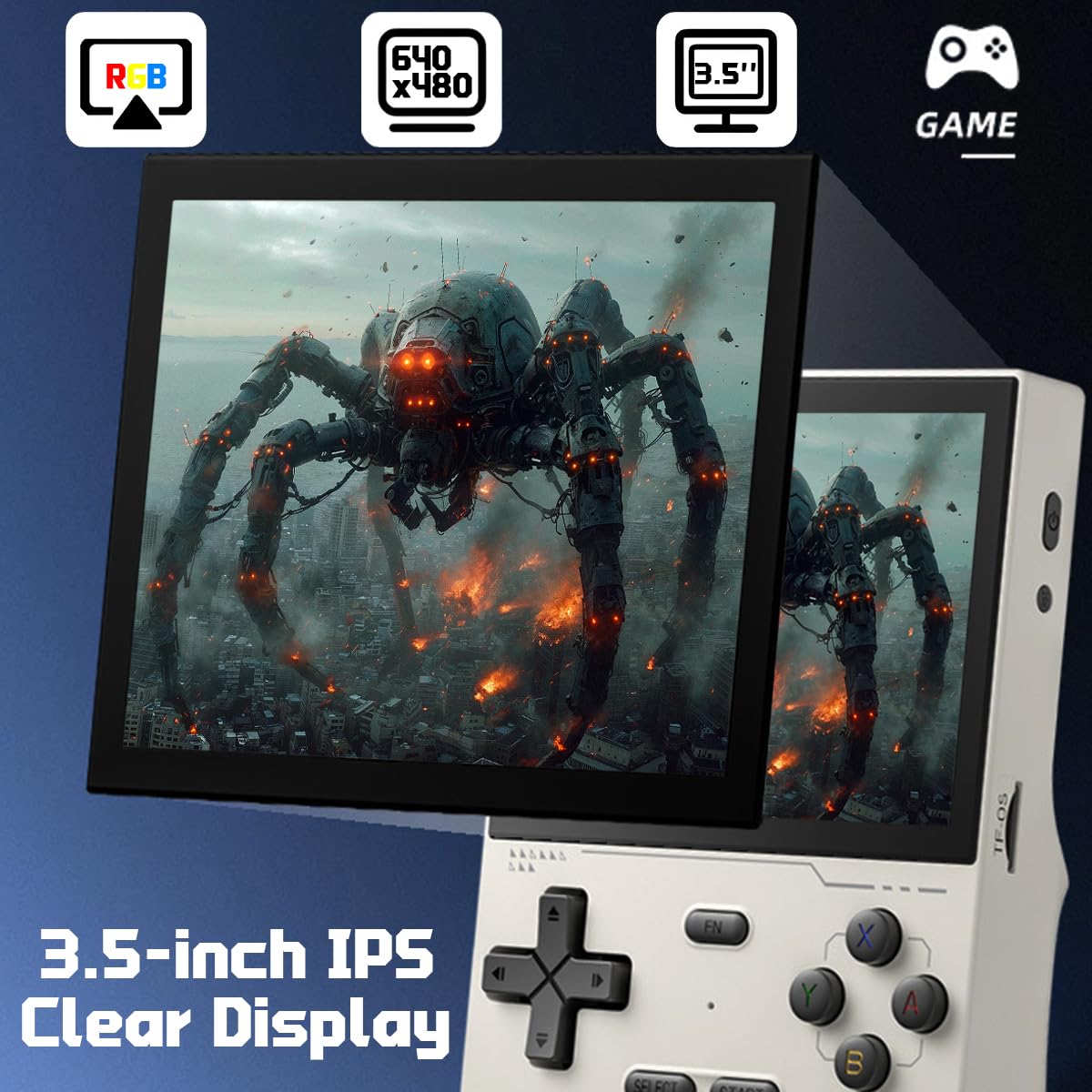 Fingerevo K36 Handheld Game Console 3.5-In 640 * 480 Ips Oca Screen 3500Mah Rk3326 Opensource System Gray