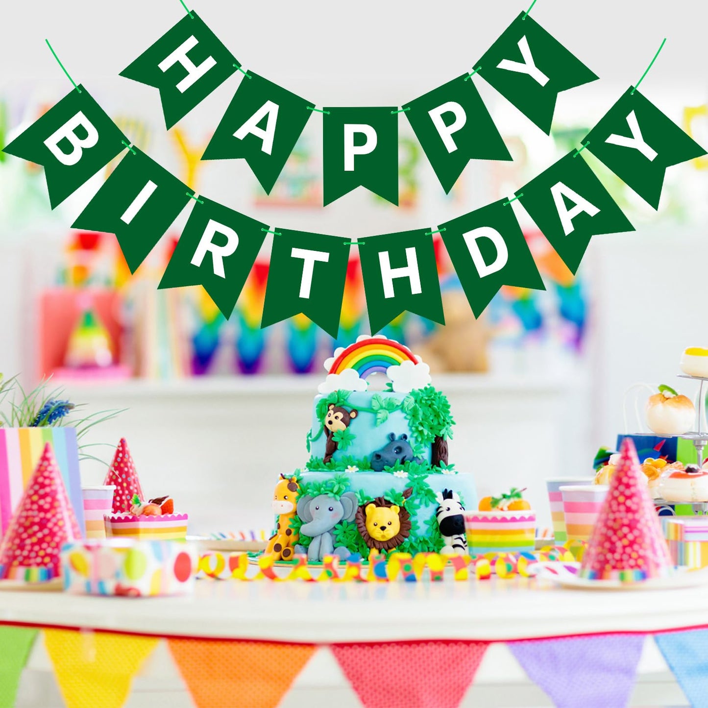 Green Happy Birthday Banner Happy Birthday Sign For Backdrop Green Birthday Party Decorations For Adults Kids Birthday Banner Tea Birthday Party Supplies Door Yard Banner Wall Decor