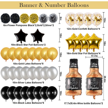 Naninuneno 48Th Gold Birthday Decorations, Gold Black Silver Happy Birthday Balloons Supplies For Boy Men Girl Women, 48 Birthda