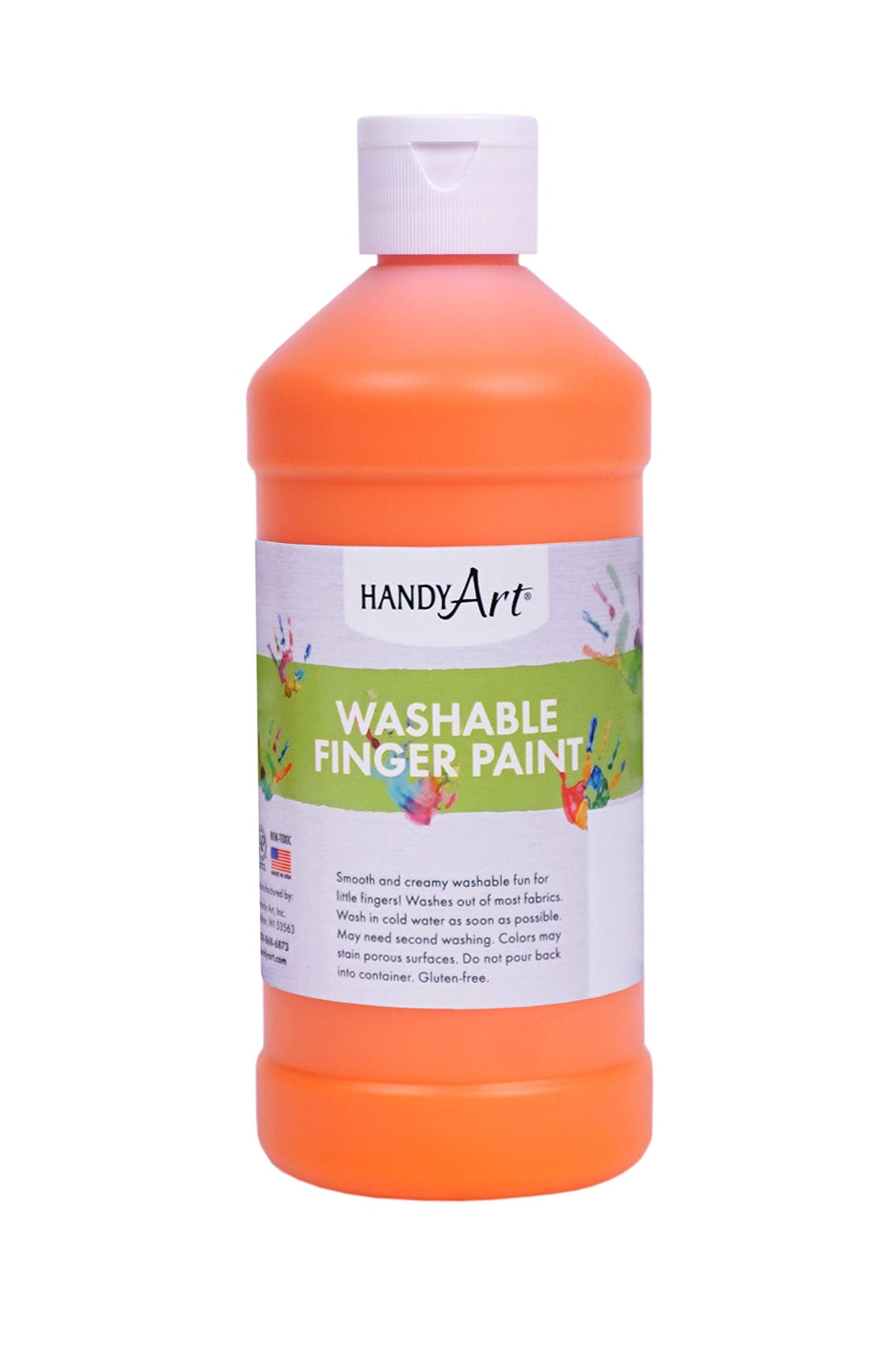 Handy Art Washable Finger Activity Paint, 16 ounce, Orange