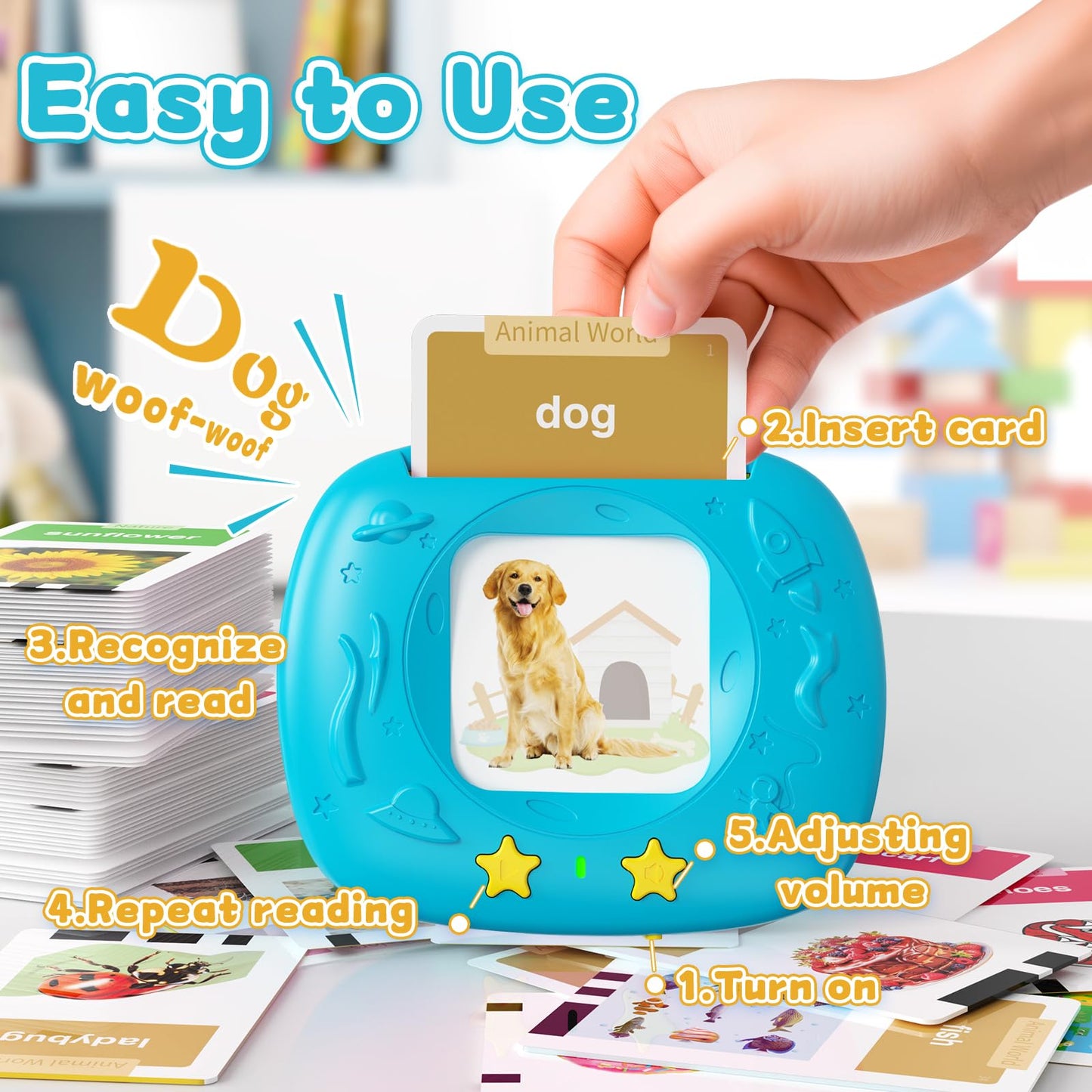 Homestec Toddlers Talking Flash Cards With American Accent & 288 Sight Words, Speech Therapy Toys For 3 4 5 6 Years Old Boys And