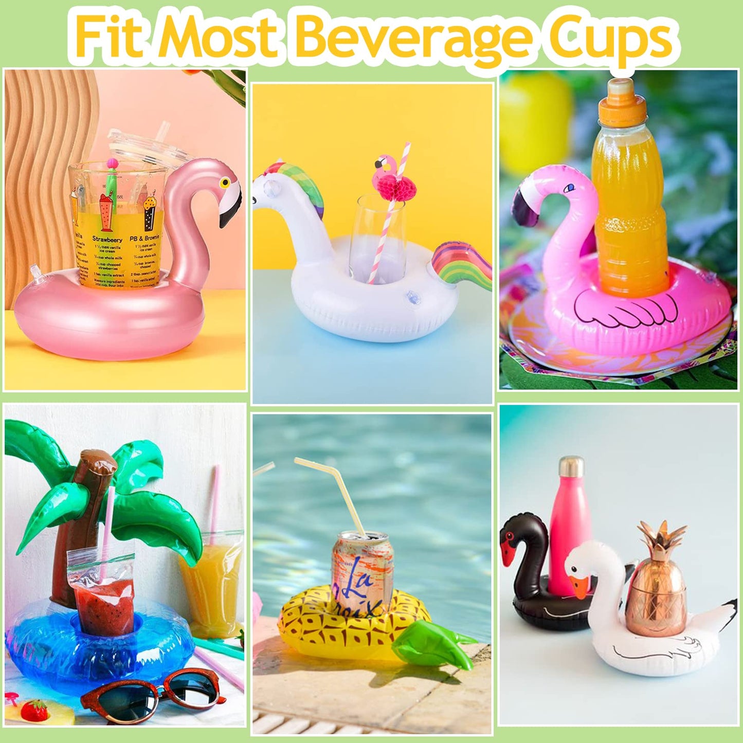 Ishyan Inflatable Drink Holder, 20 Pack Drink Floats Inflatable Cup Holders Flamingo Coasters For Swimming Pool Party