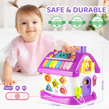 Marstone Montessori Toddler Toys For 1 Year Old Girl Gifts: 8 In 1 Multi-Functional Learning Baby Musical House For 1 2 3 Yr Old