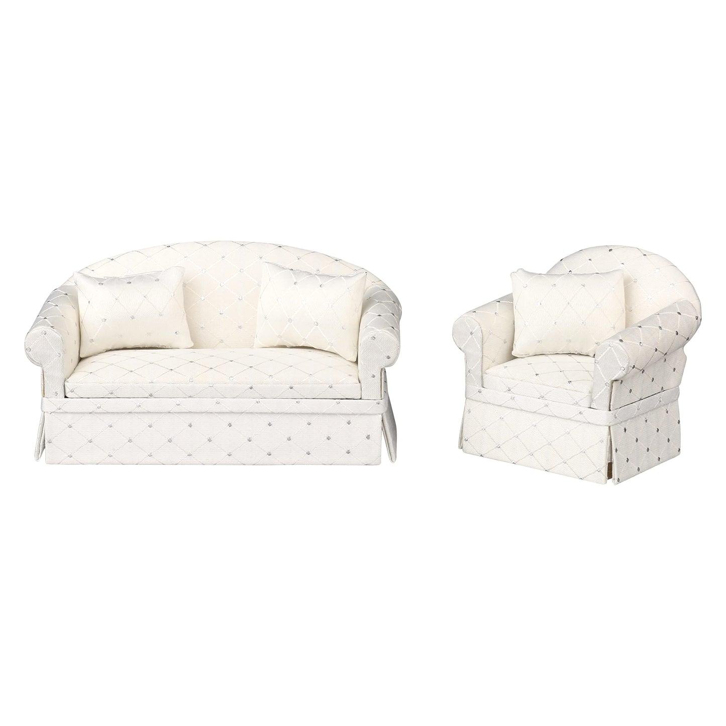 Dollhouse Sofa Armchair Upholstered, Miniature Living Room Furniture Chair, Fabric, Accessories For 6 Inch Dolls, 1/12 Scale