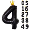 Black Number 4 Balloon With Crown, Large Number Balloons 40 Inch, 4Th Birthday Party Decorations Supplies 4 Year Old Birthday Si