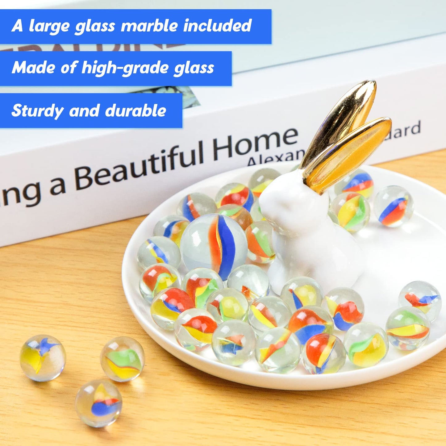 Poplay 61Pcs Marbles Games For Kids, With Gift Box For Marbles Run Games, Classroom Crafts Supplies Kit