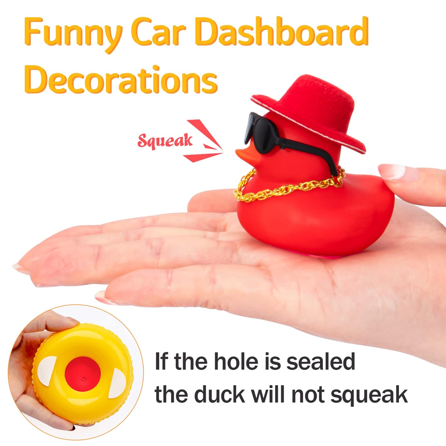 Wonuu Car Accessories Rubber Ducks Dashboard Decorations Rubber Duck Pink Accessories Dashboard Duck Car Decorations Car Ducks For Dashboard Car Duck Car Dashboard Decorations, Bg-Red-Tophatred