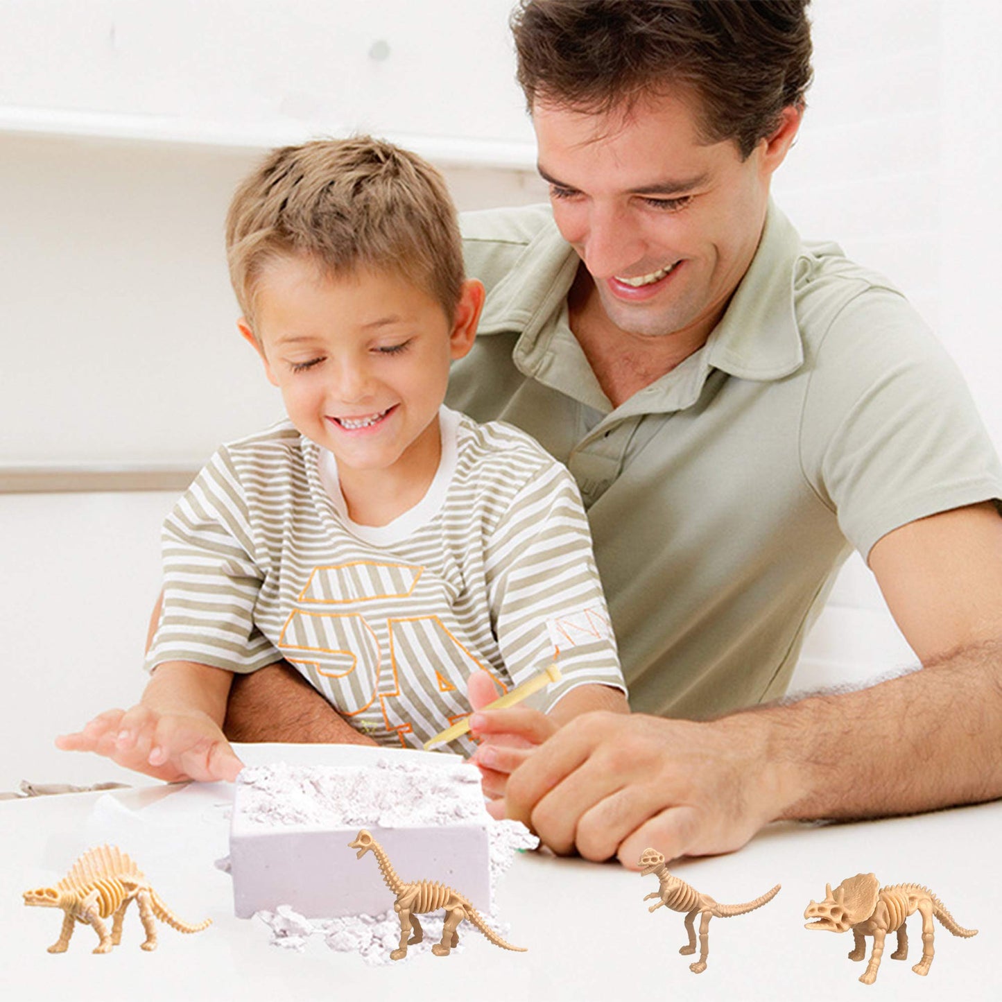 PPXMEEUDC Dinosaur Fossil Skeleton Toys - 48PCS Small Plastic Sand Dig Party Favors