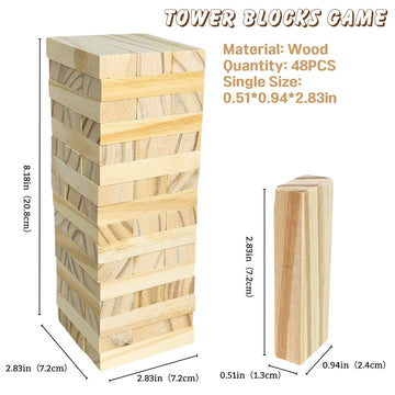 Childphilo Tumble Tower Blocks Game For Adults, Valentine 48Pcs Couples Date Night Wood Stacking Game Blocks For Girlfriend, Boy