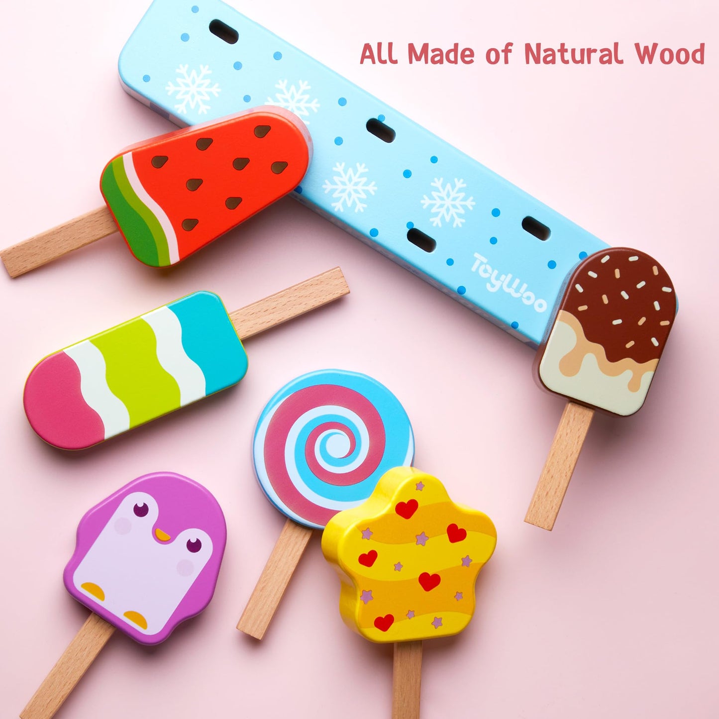 Wooden Ice Cream Toy For Kids, Toddlers Ice Lolly Pops Pretend Play Food Toys Ice Cream Shop Playset Gifts For Kids Age 3 4 5 6