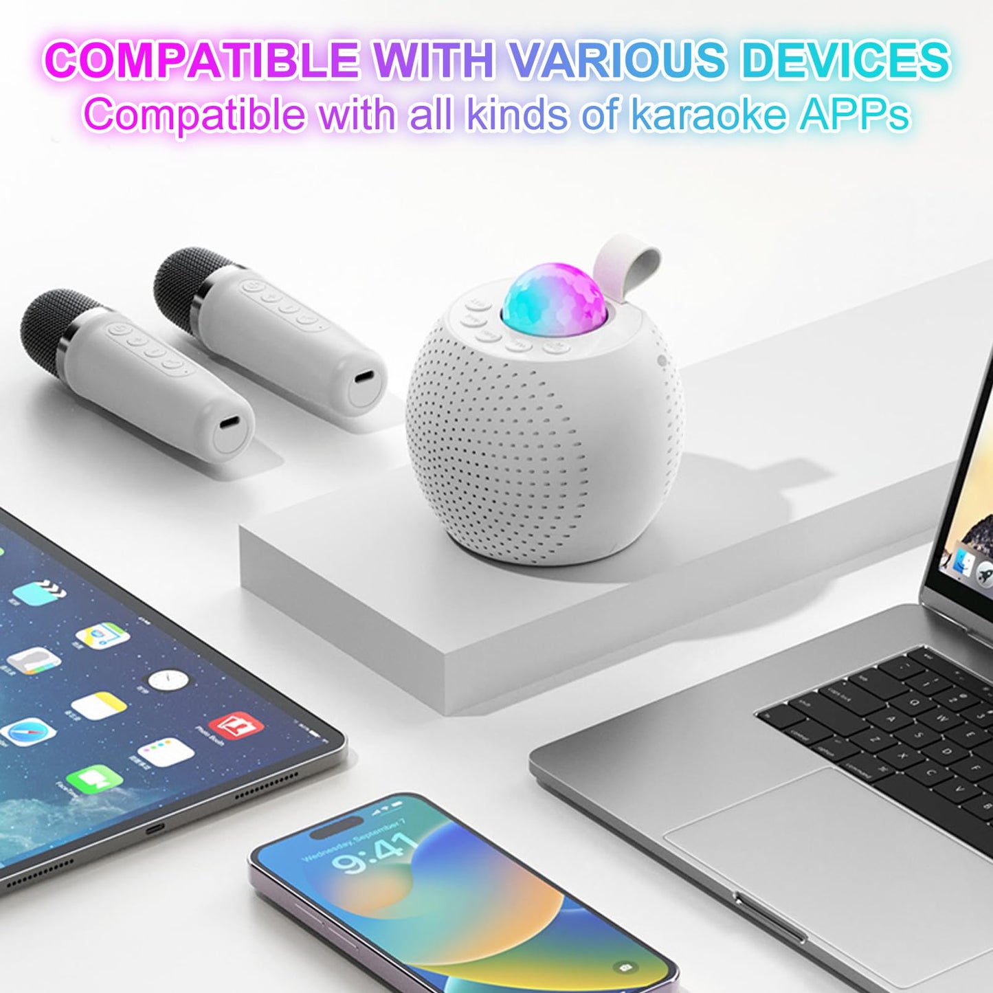 Southman Mini Karaoke Machine For Kids Adults, Bluetooth Karaoke Machine With 2 Wireless Microphone For Kids Ages 4,5,6,7,8,9,10