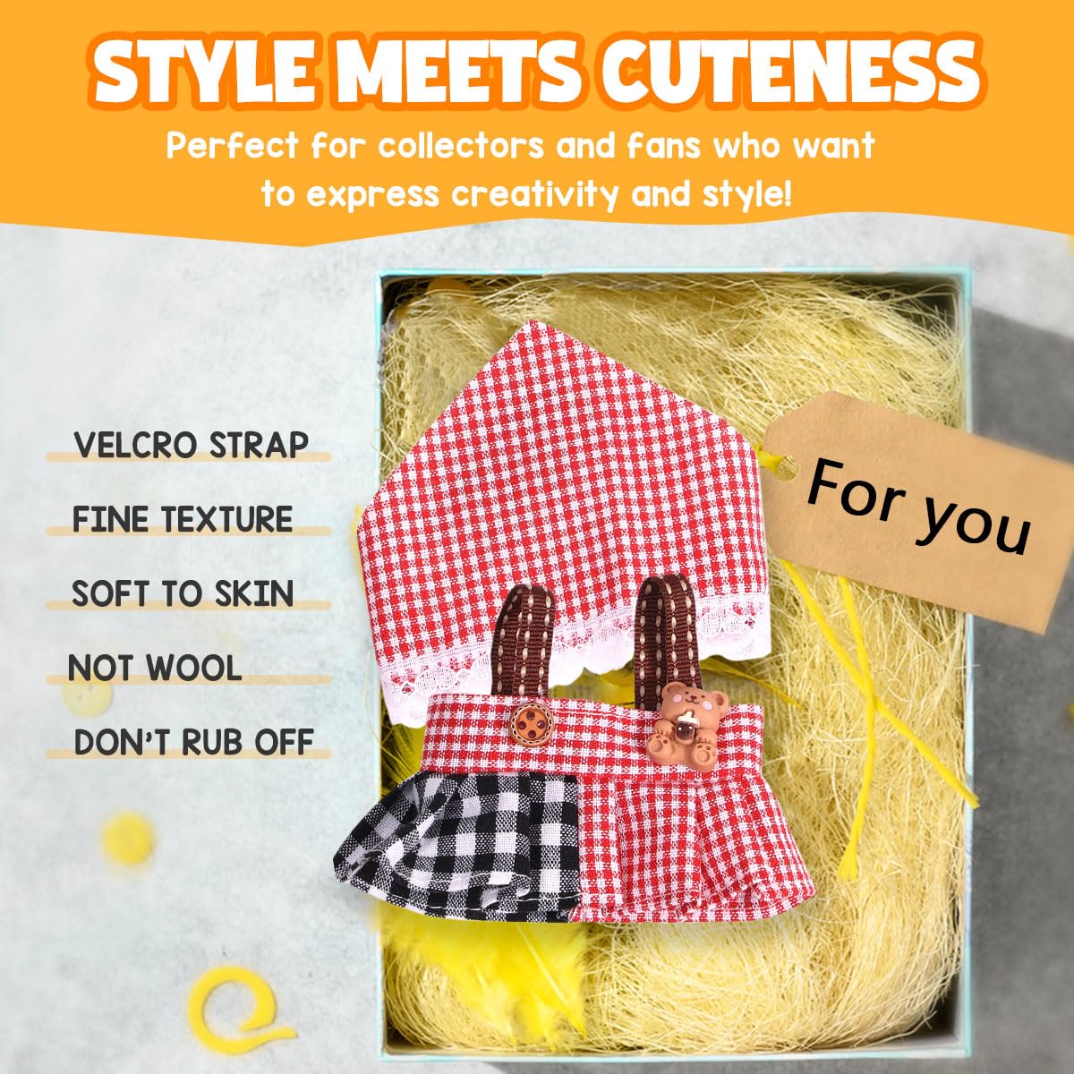 AICase for Labubu Clothes/for Labubu Outfits Clothes Set for 17cm Lububu Doll 2 Piece Set Hat Clothing for LA BUBU Boys and Girls Stylish Adorable Dolls Clothes Accessories (No Doll)_07