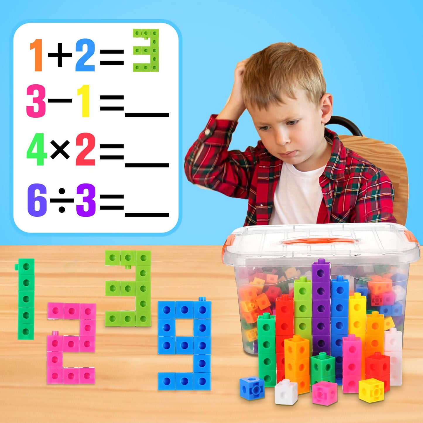 Jenaai 300 Pieces Linking Cubes With Storage Container Counting Cubes, Plastic Counting Blocks, Colorful Math Cubes, Math Manipu