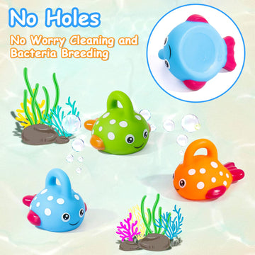 Fajiabao Baby Bath Toys For Kids Ages 1-3 Mold Free Water Toys No Hole Fishing Games Bathtub Toys For Toddler 2-4 Shower Toys Baby Gift For Boys Girls Age 1 2 3 4 5 6(Color Random)