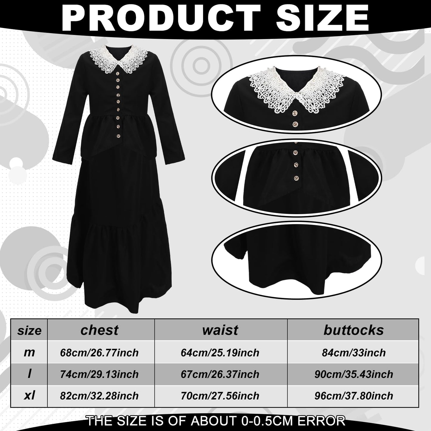 Panitay 6 Pc 1800S Colonial Costumes With Lace Cuffs Lace Collar Led Lantern For 100Th Day Of School Cosplay Party Girls Kids(X-