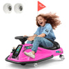 JOYLDIAS 360° Rotating Drift Car - 24V Electric Go Kart for Kids, Large, Pink, Brushless Motor, Flashing Lights, Bluetooth, Music
