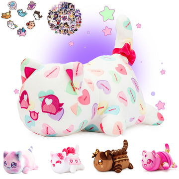 Kowsi 69-Pcs ? Candy Hearts Cat Plush + 60-Sticker + 8-Pcs Shoe Charms - Candy Cat Collection - 100% Embroidered Plushie - Cat S