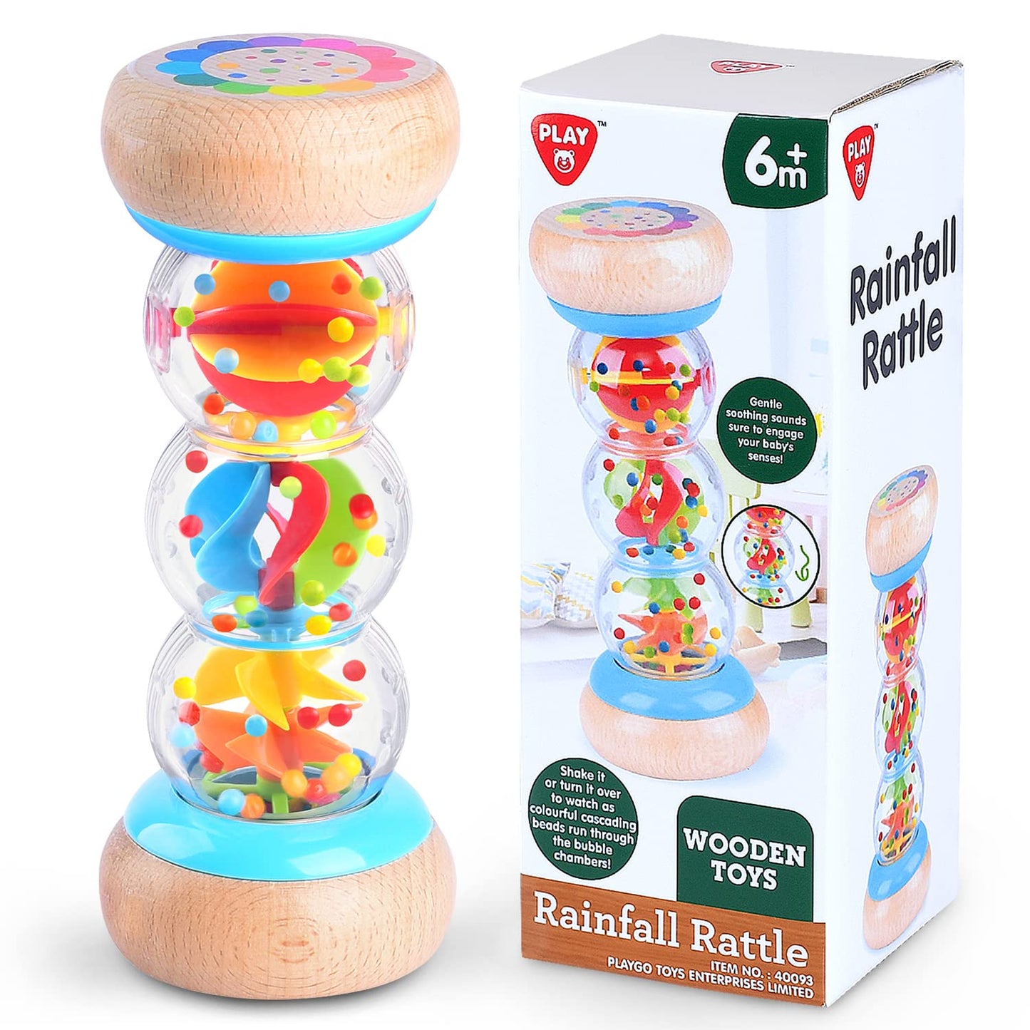 Rainmaker - 7 Inch Wooden Rain Stick Montessori Toys For Babies 6-12 Months,Baby Rattle Shaker Sensory Developmental Toy,Raindrops Musical Instrument Baby Musical Toys For 1 Year Old Toddler Kids