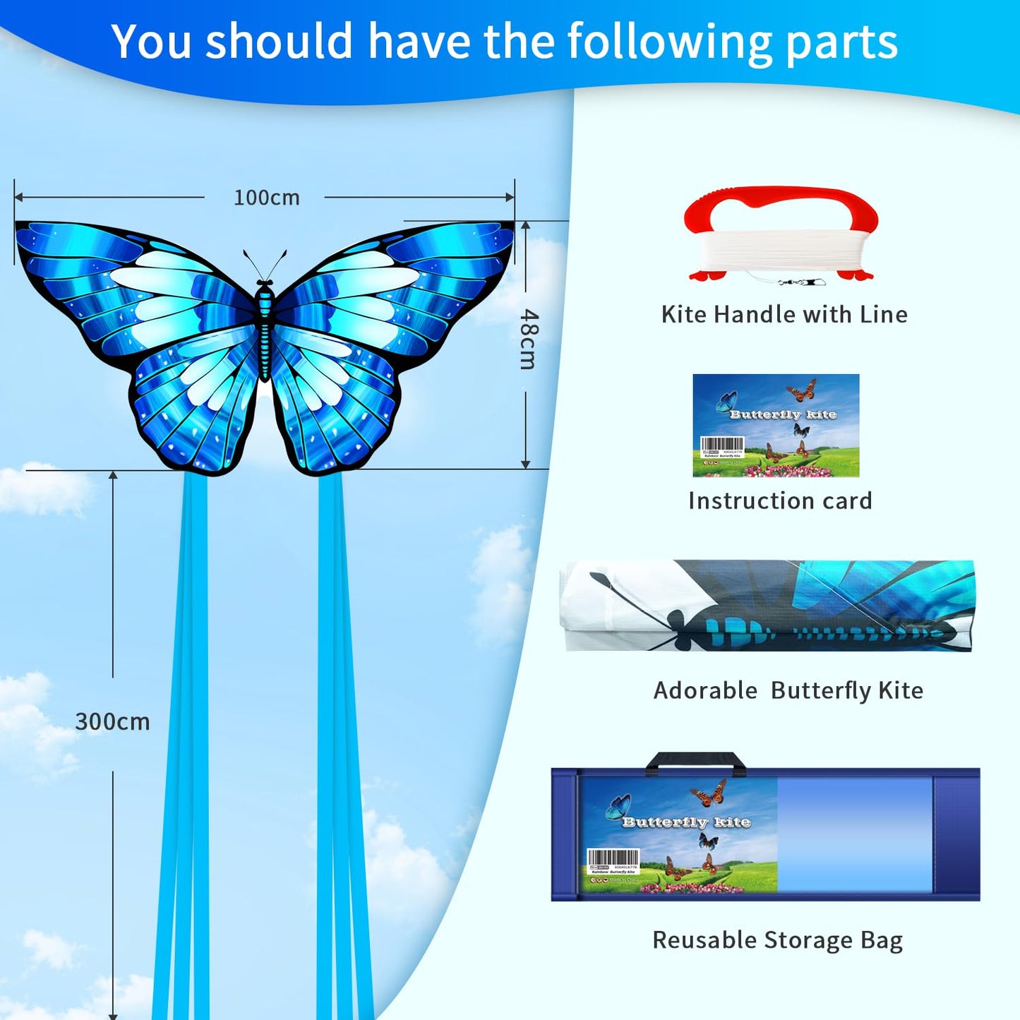 2 Pack Butterfly Kites for Kids & Adults - Easy Fly Kites for Kids Ages 4-8, Toddlers, Beginners, Beach & Outdoor Fun - Durable