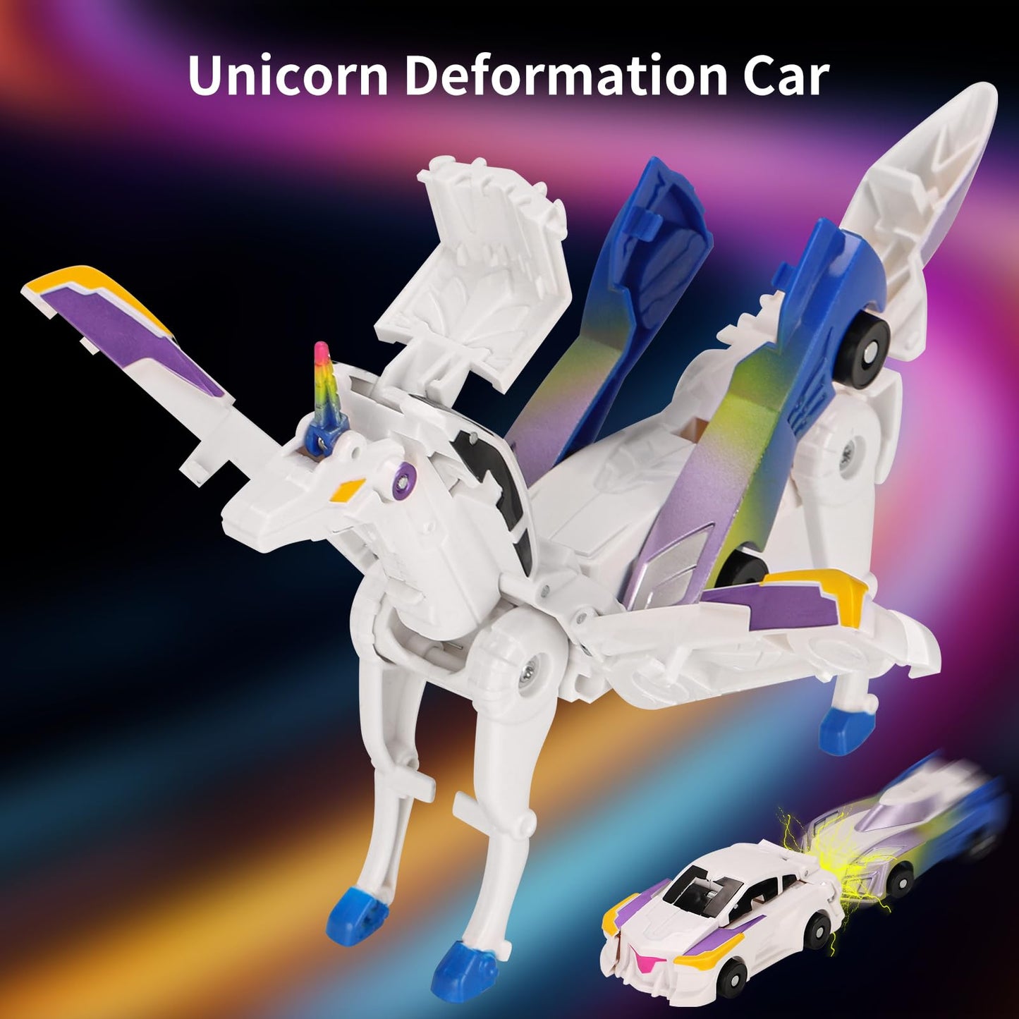 Car Toy Transformable Unicorn, Sports Car Collision Magic Unicorn, Children'S Transformable Car Robot Suitable For Boys And Girl