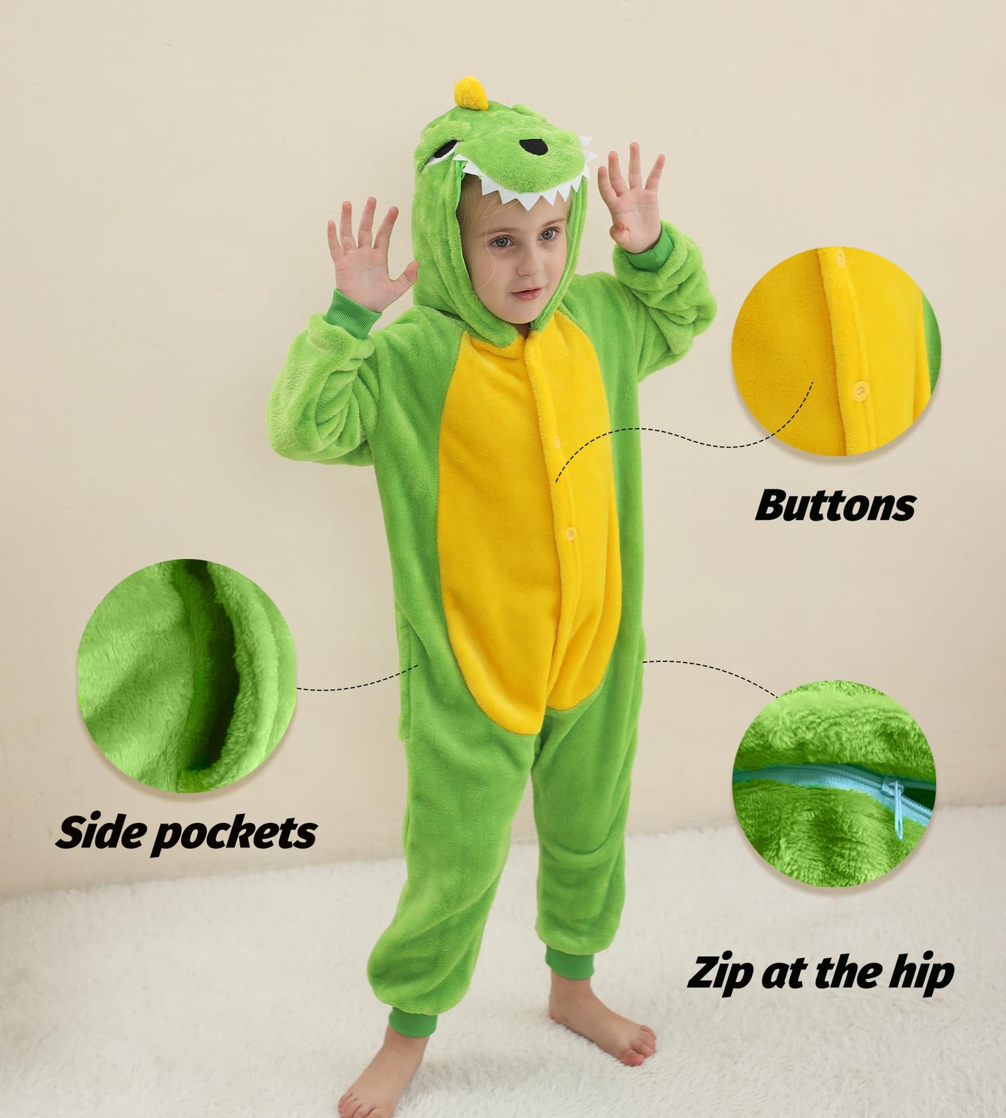 Seawhisper Baby Dinosaur Costume 18-24 Months Toddler Boy Halloween Costumes Warm Green