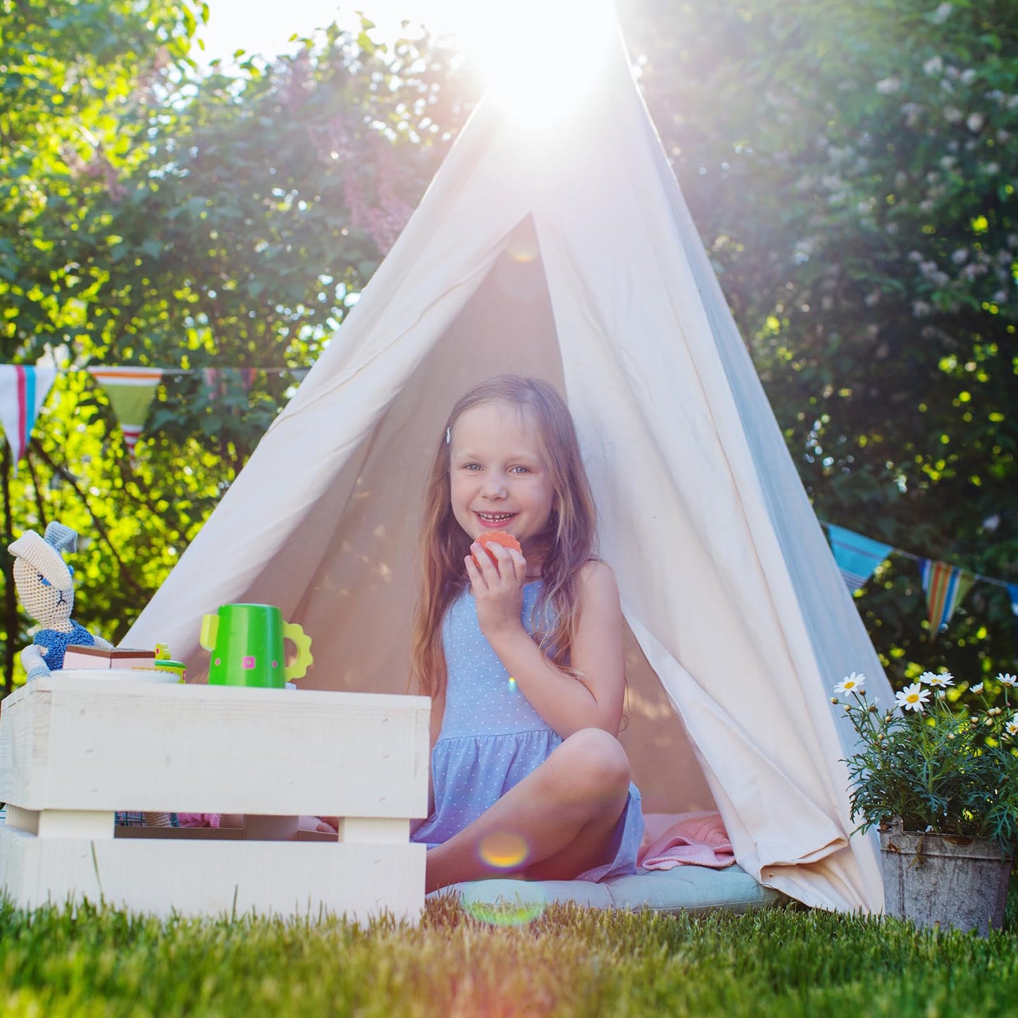 Mbjzsl 6 Packs Teepee Tent For Kids With 10Ft String Lights, Indoor Outdoor Play Teepee Tent For Girls & Boys, Foldable Tents Fo