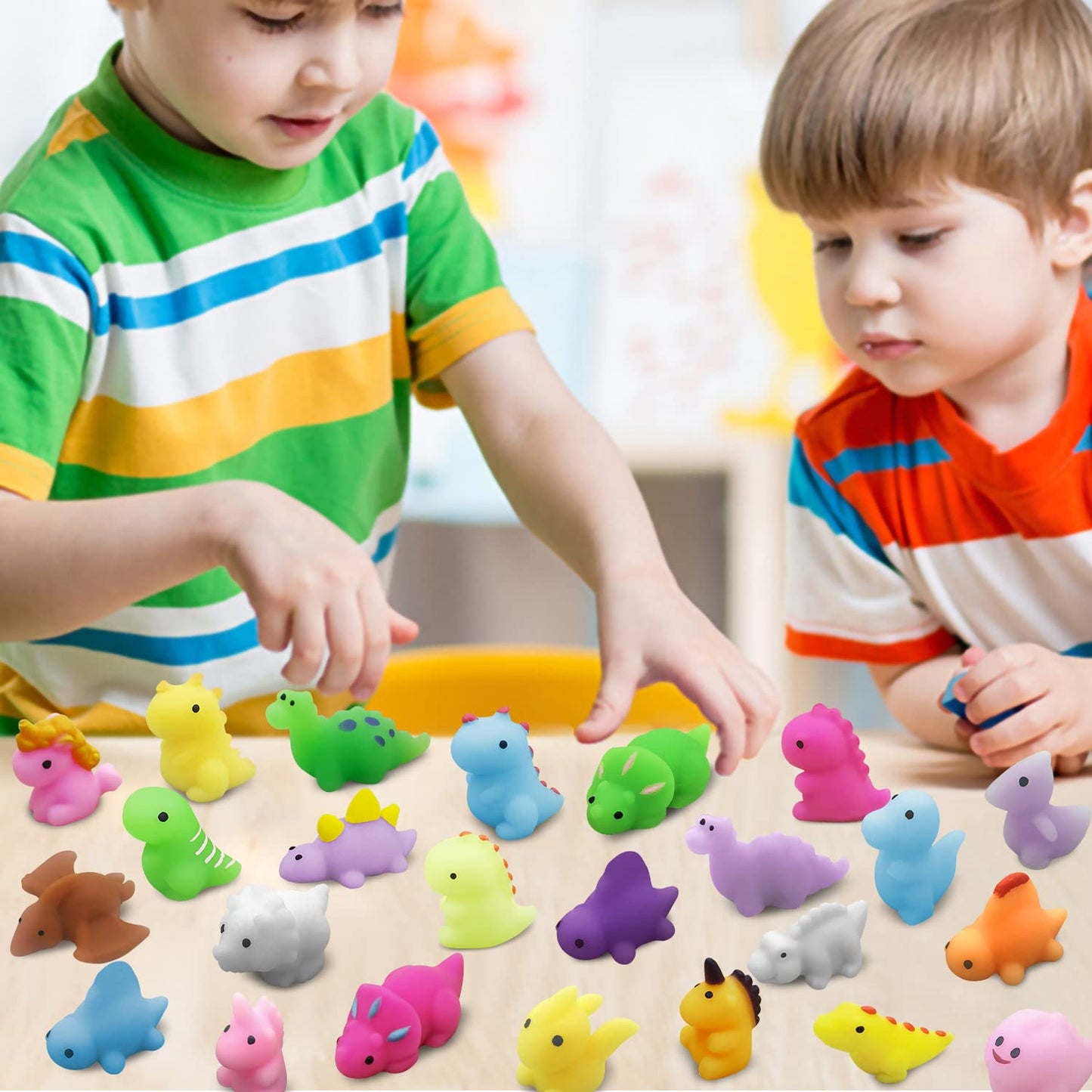 Aviski 30Pcs Mochi Squishy Toys, Mini Kawaii Dinosaur Squishies Soft Fidget Toys Stress Squeeze Toys Party Bags Filler For Boys Girls Birthday Gifts