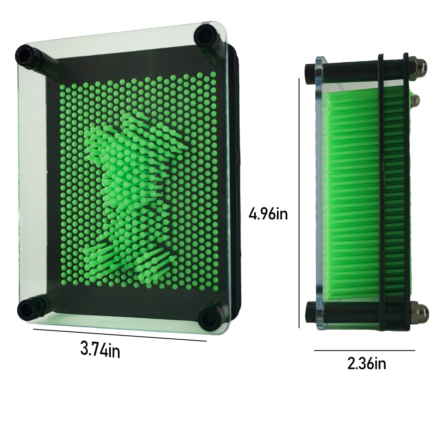 3D Pin Art Sensory Toy Size 5X3.7 Inches Needles Pin Impression Toy Intellectual Fun Rainbow Toys, Green