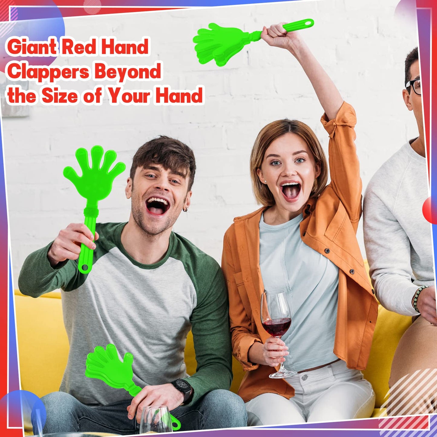 Woanger 4 Pieces Jumbo Hand Clappers 11 Inch Noise Makers Party Favors Giant Large Hand Clappers Noise Makers For Sporting Event