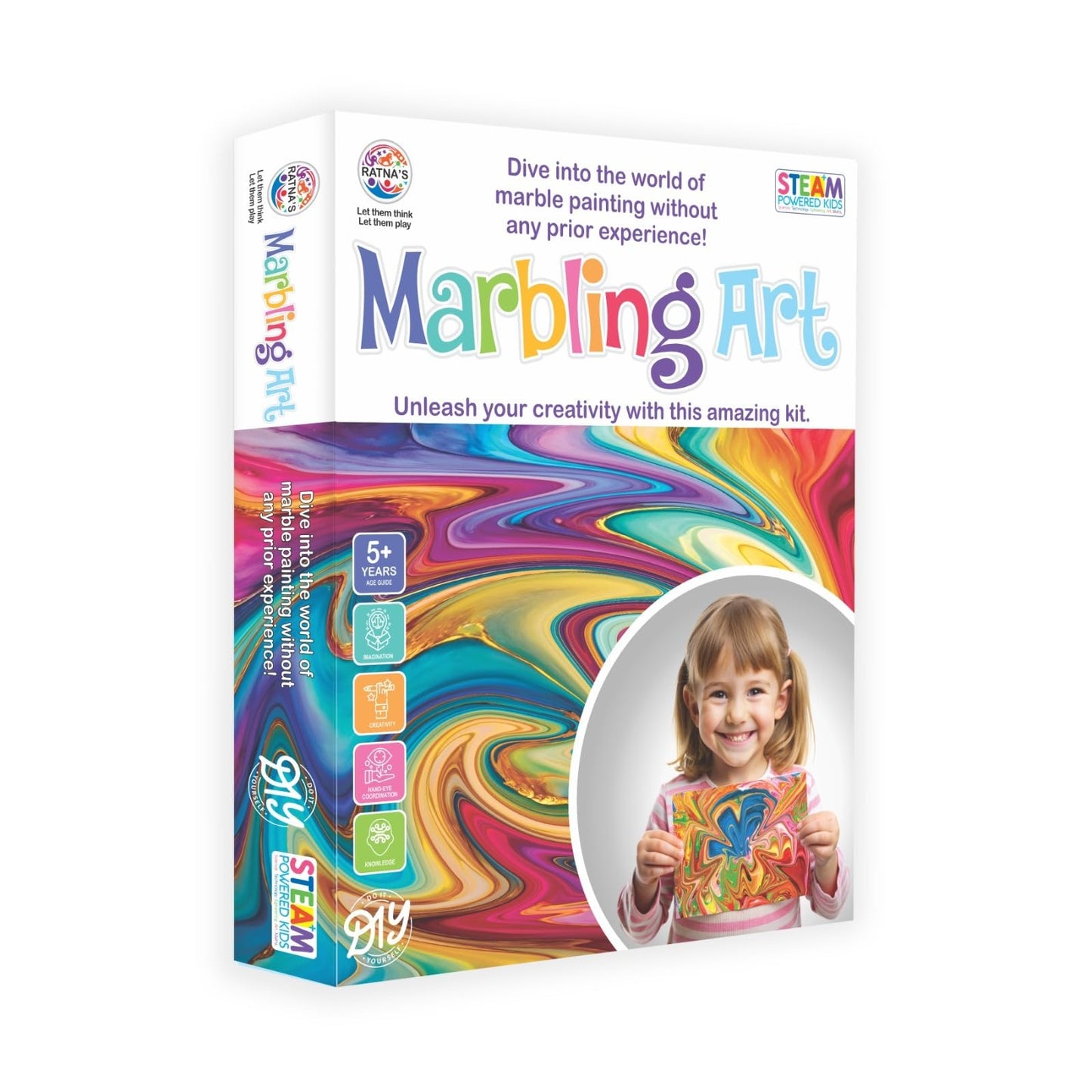 RatnaS Marbling Art & Craft Magic Paint Kit, Water Marbling Kit For Kids, Craft Kits & Supplies, Steam Powered Diy Creative Act