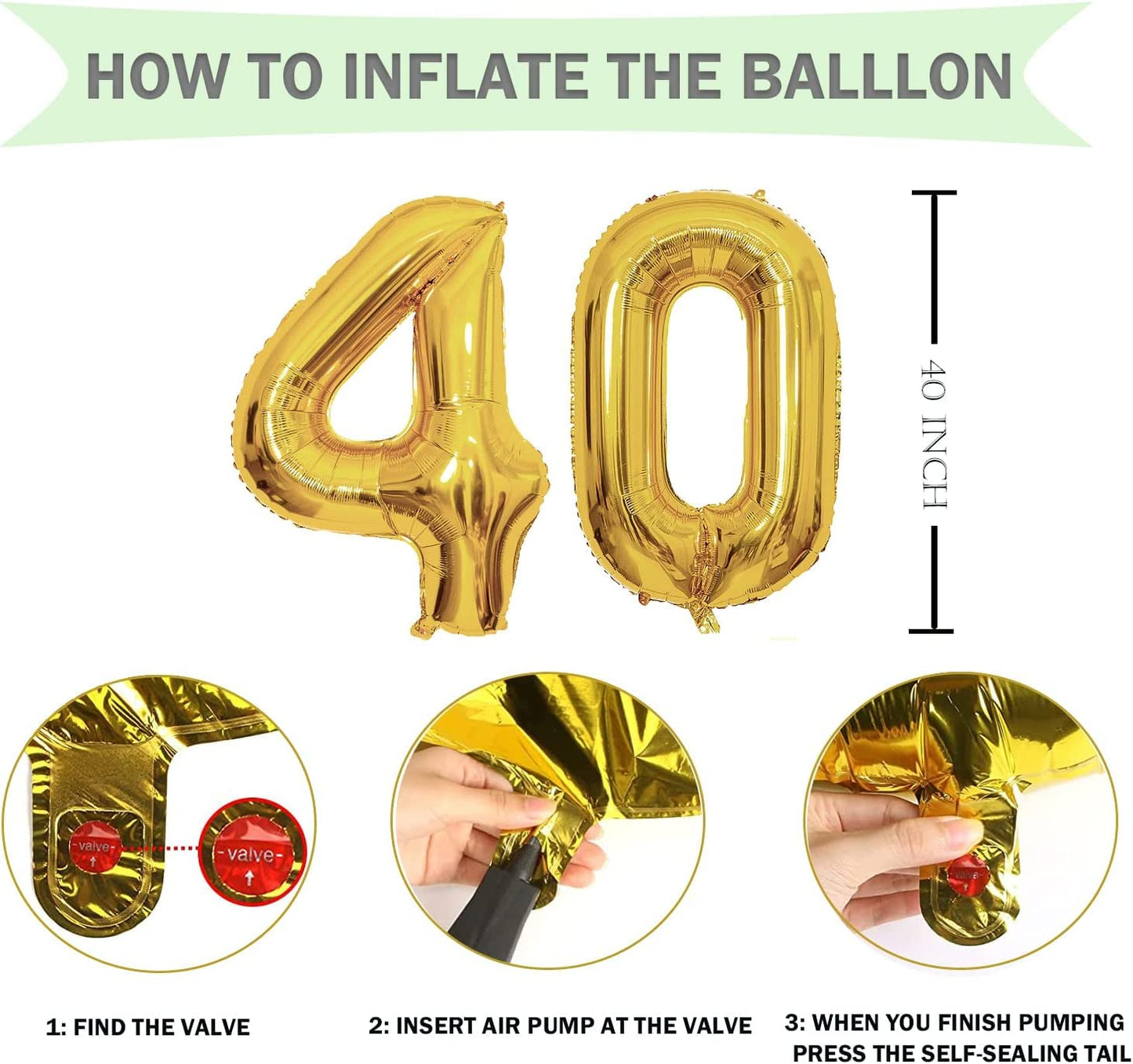 40Th Black Gold Birthday Party Decoration Sets 40 Inch Gold Giant Number Balloons With Birthday Banner Black Gold Balloon Arch G
