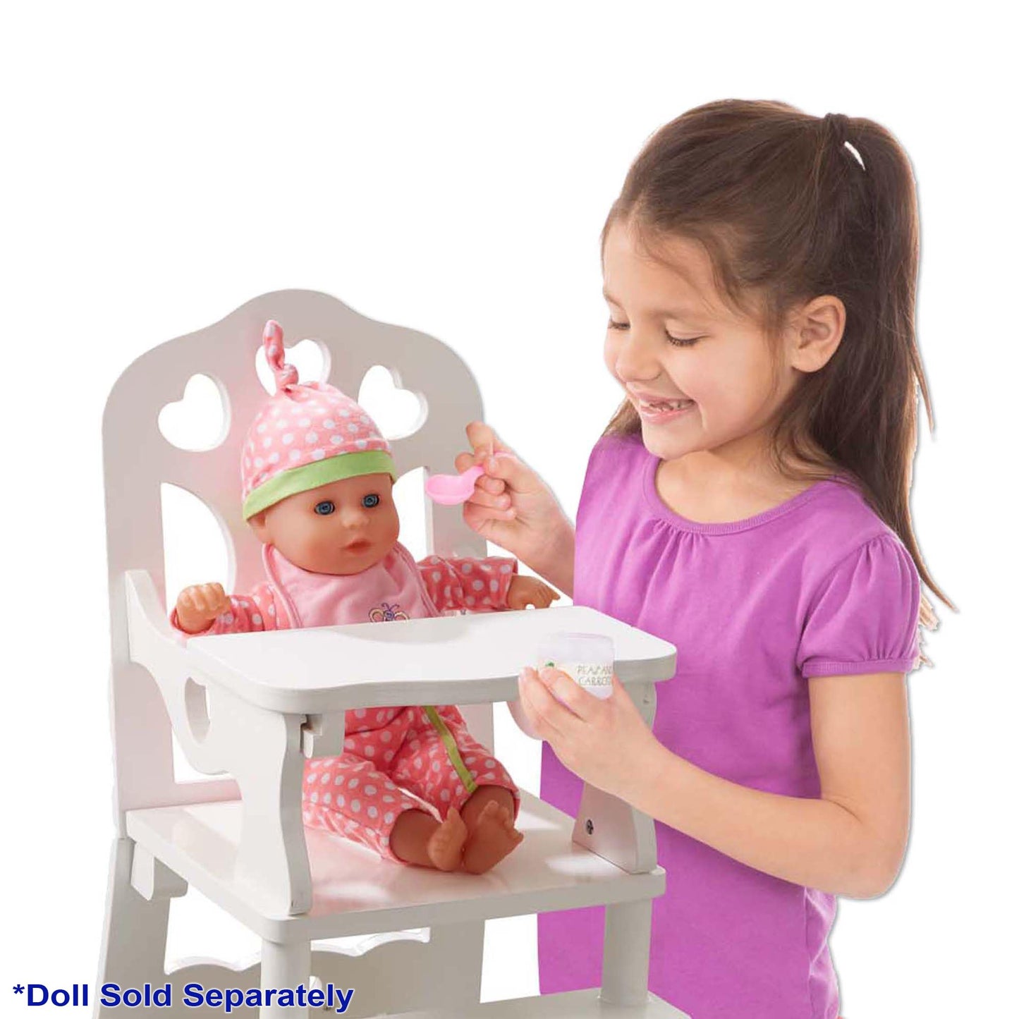 Melissa & Doug Wooden Doll High Chair - Wooden Pretend Play High Chair For Dolls