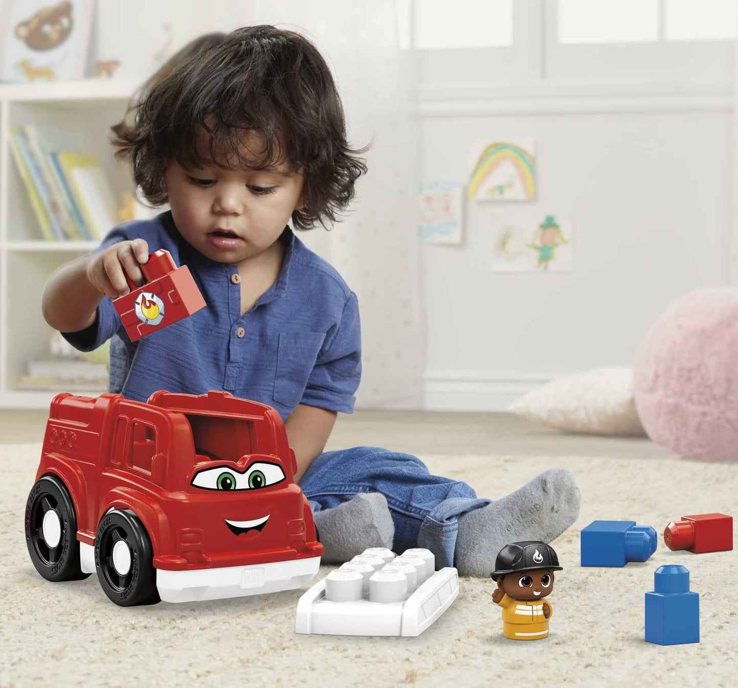 Mega Bloks First Builders Freddy Fire Truck Gcx09, Building Toys For Toddlers (6 Pieces)