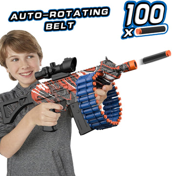 Electric Automatic Toy, Jakmean Toy With 30 Dart Clips And 100 Foam Darts, Outdoor Shooting Games Toys For 6-12 Year Old Boys & Girls Adults, Presents For Birthday Xmas, Black-Red