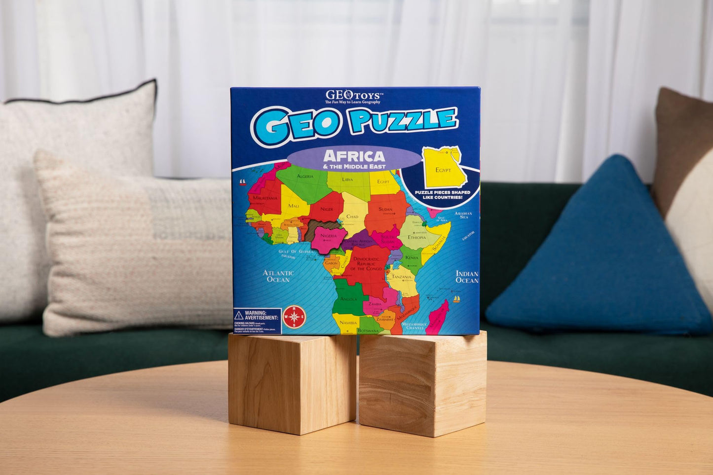 Geotoys GeoPuzzle Africa Jigsaw Puzzle, 65 Pc, Cardboard, Multi, Ages 6-9, Model GEO103