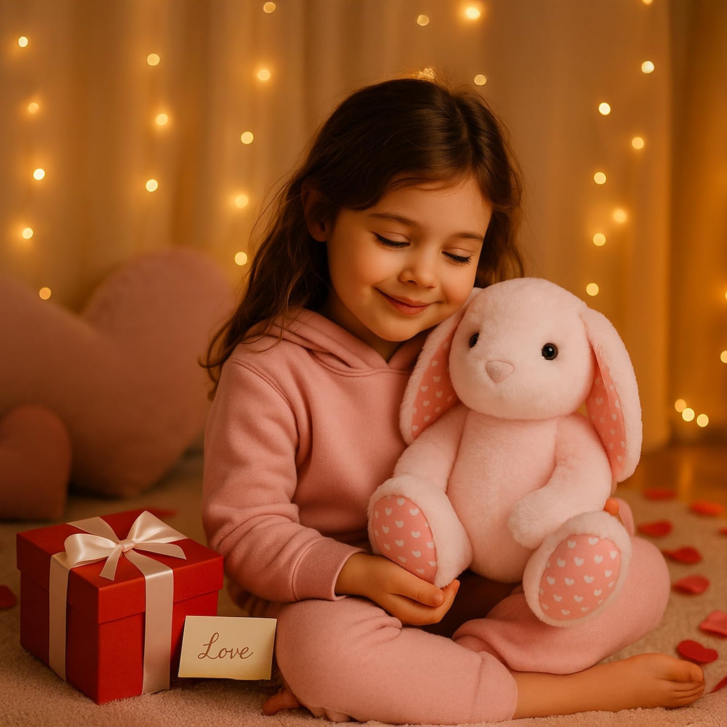 Weigedu Pink Rabbit Bunny Stuffed Animal Plush Toy For Kids, Boys, Girls, Babies - Perfect Birthday, Easter, And Christmas Bedti
