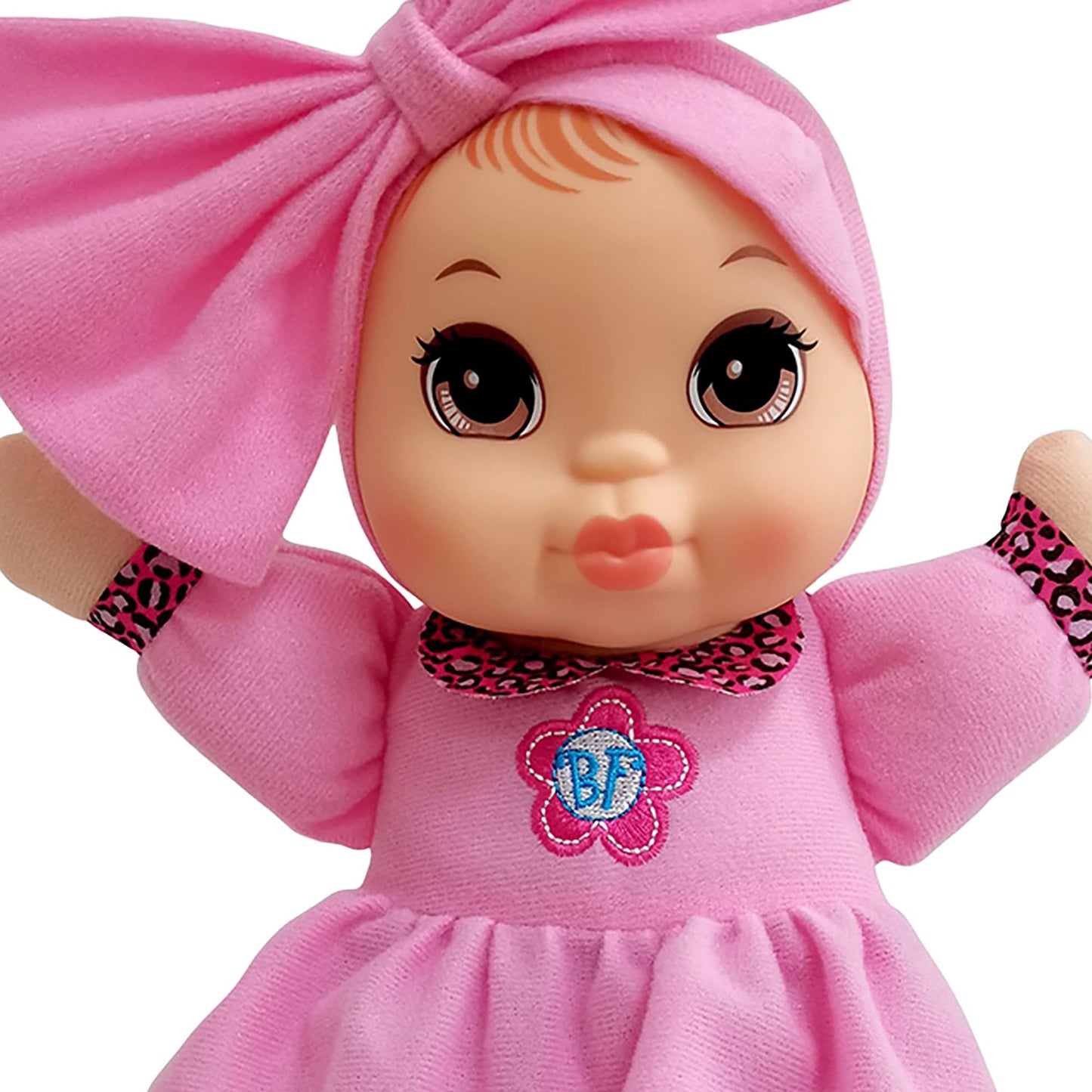 Baby'S First Soft & Cuddly Baby Kisses Doll - Dressed In Pink Top And Print Leggings - Press Her Tummy For A Sweet Kisses Sounds And Says I Love You