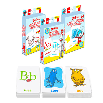 Dr. Seuss Flash Cards Super Set Toddler Kids - 144 Flashcards (4 Packs) With White Board (Dr. Seuss Abc Flash Cards, Numbers Fla
