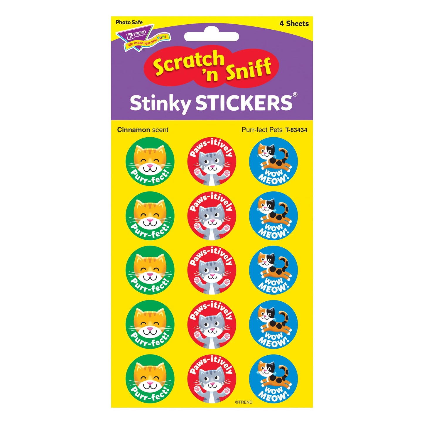 Trend Purr-FECT Pets/Cinnamon Stinky Stickers, Classroom Incentives, 60 Count