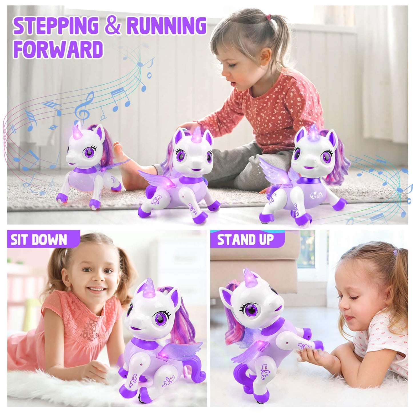 Yotoy Remote Control Unicorn Robot Toys For Kids Age 3 4 5 6 7 8 Years Old: Robot Pets For Kids, Robot Unicorns For Girls 4-6, B