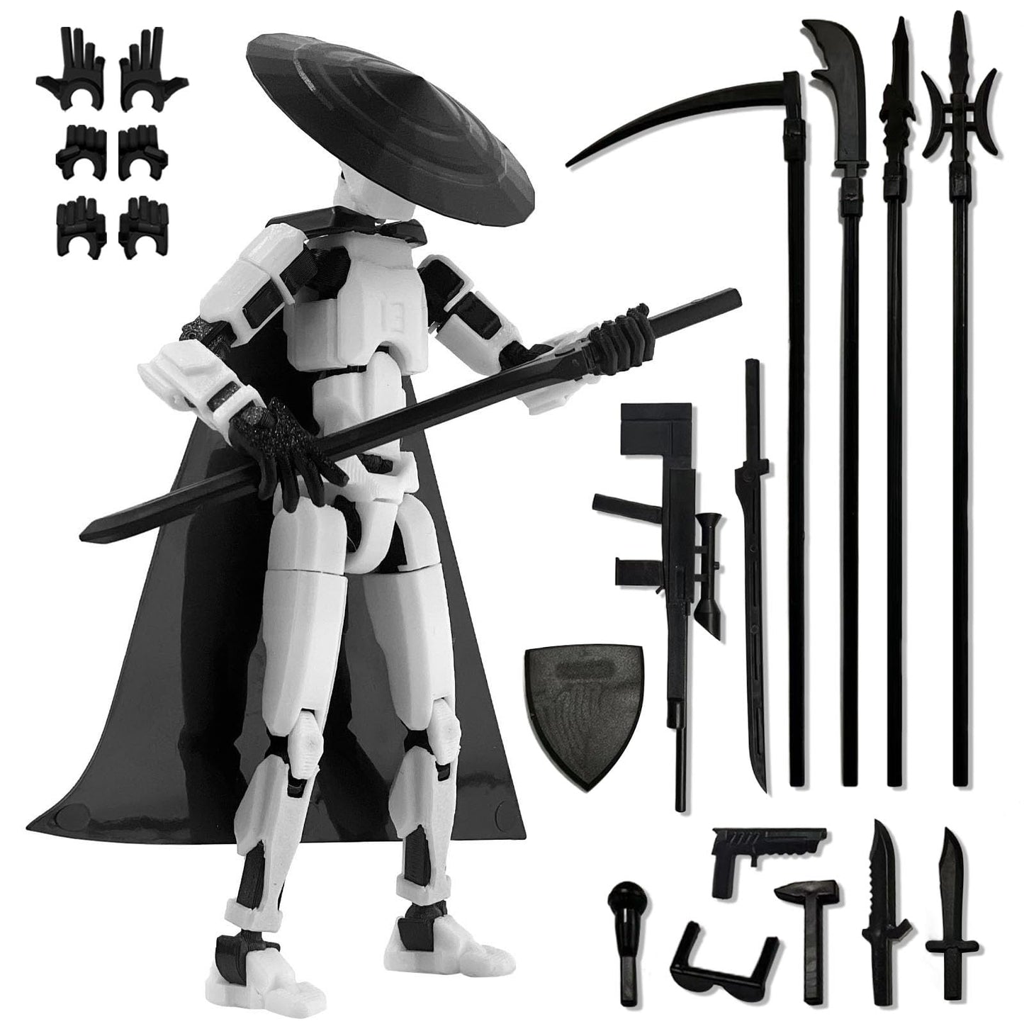 Pkghokids Already Assembled T13 Action Figure Accessories,Dummy 13 T13 Multi-Jointed Movable 3D Printed Toys (White)