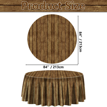 PIXHOTUL Wood Grain Plastic Tablecloths - 84 x 84 inch, 3 Pcs for Cowboy Party & Vintage Farmhouse Decor