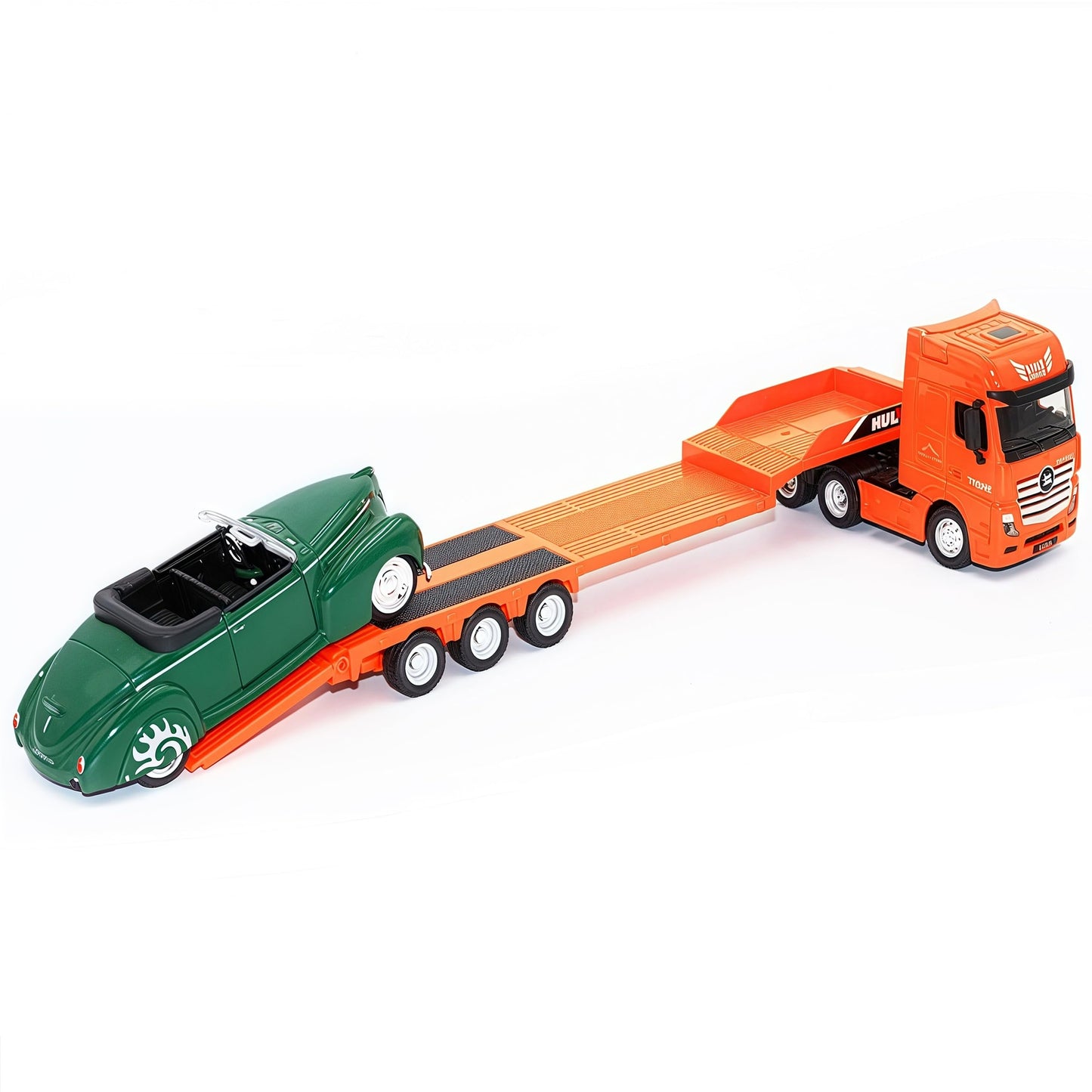 Gemini & Genius Flat Trailer Truck Toy, Heavy Duty Alloy Construction Toys Vehicle, 1:50 Scale Diecast Trailer Truck, Toy Trucks