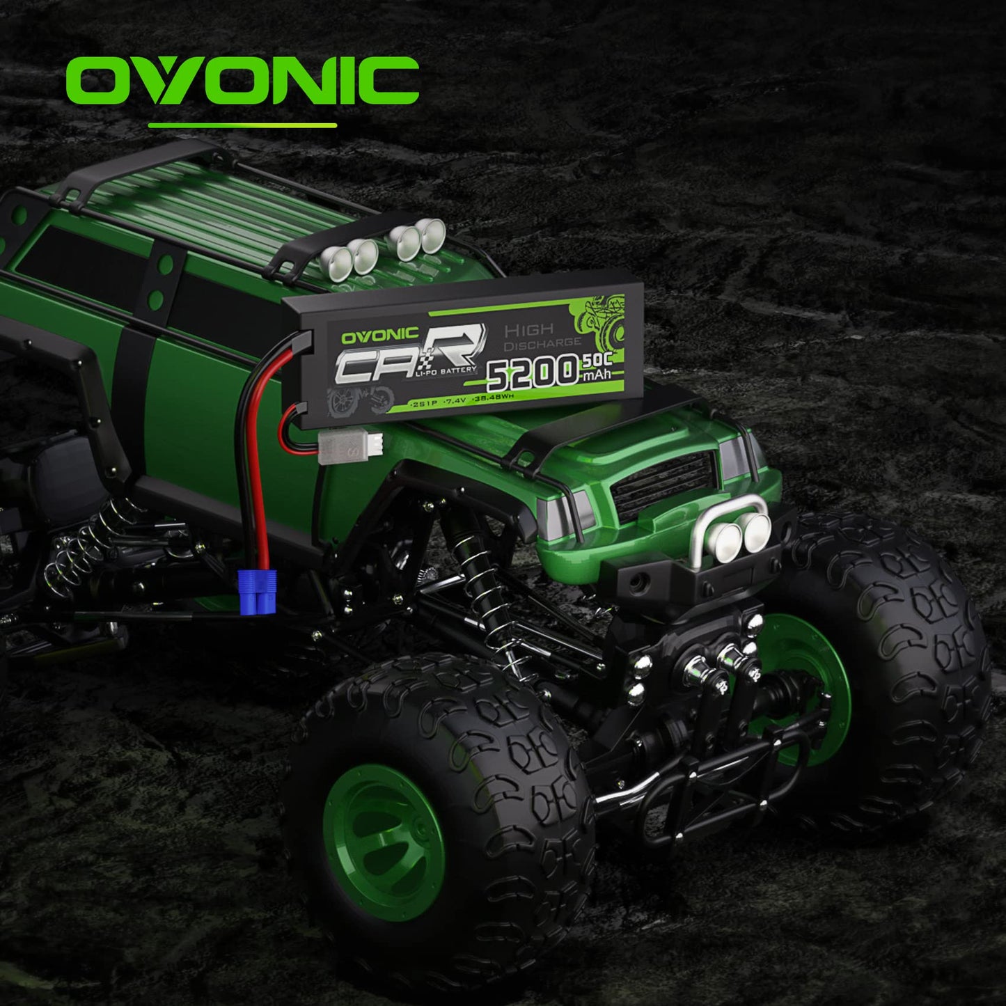 OVONIC Lipo Battery 5200mAh 50C 7.4V 2S RC Battery with EC3 Connector for RC Plane DJI Quadcopter RC Airplane RC Helicopter RC C