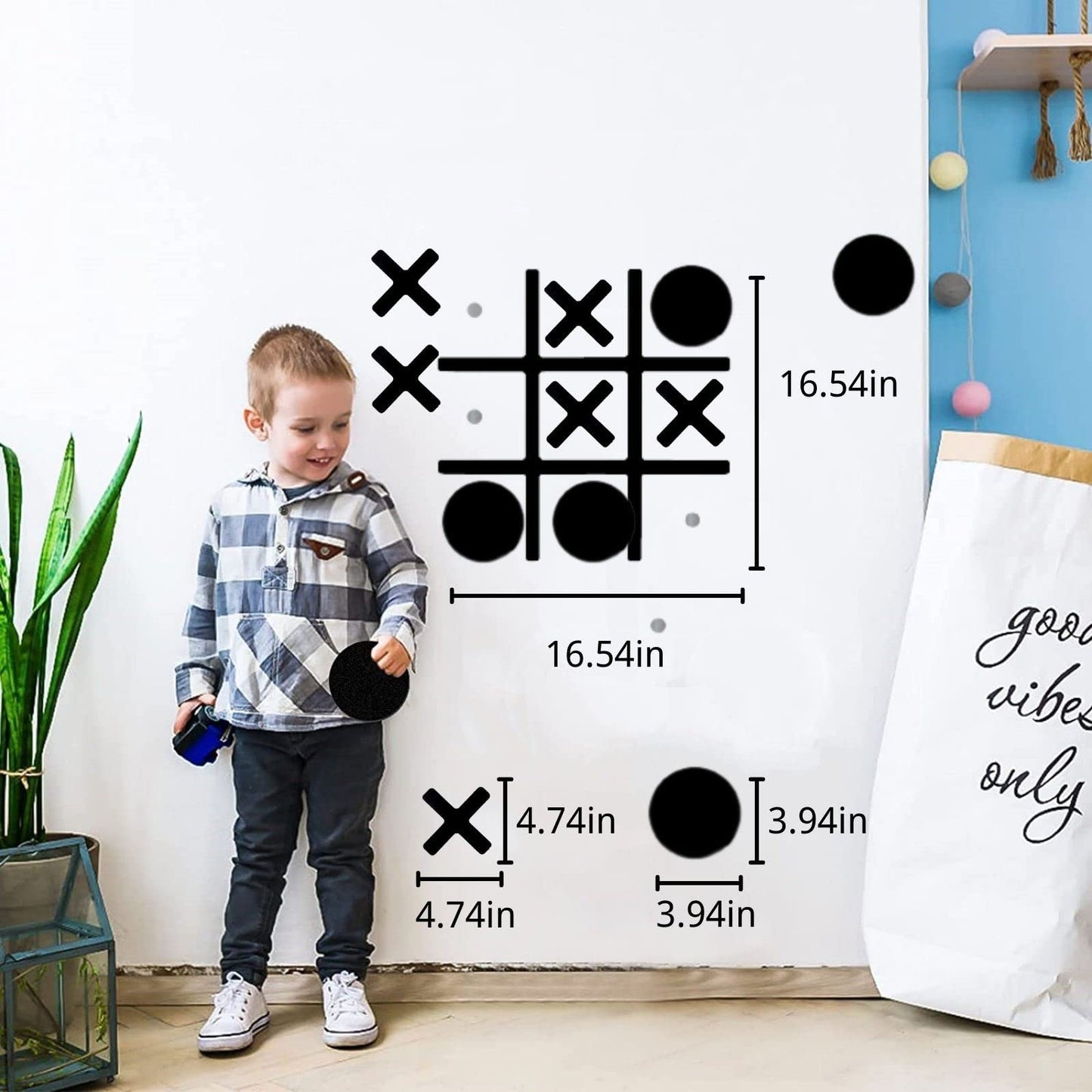 Magnetic Tic Tac Toe Wall-Mount Game, Game Room Decor,Kids&Adults Indoor Party Game,Modern Wall Decals For Kids Room,Playroom De